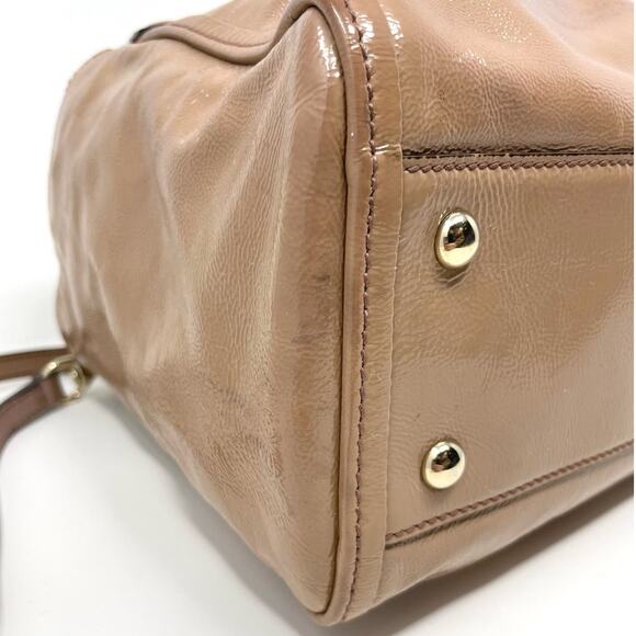 Gucci Soho Patent Leather 2 Way Tote Handbag Shoulder Bag Beige - Picture 9 of 17